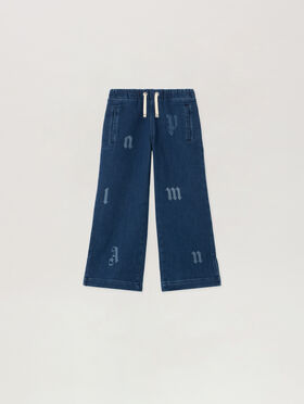 PALM ANGELS Pa Letters Washed Wide Pant MEDIUM BLUE - LIGHT BLUE PGCH009F25DEN001