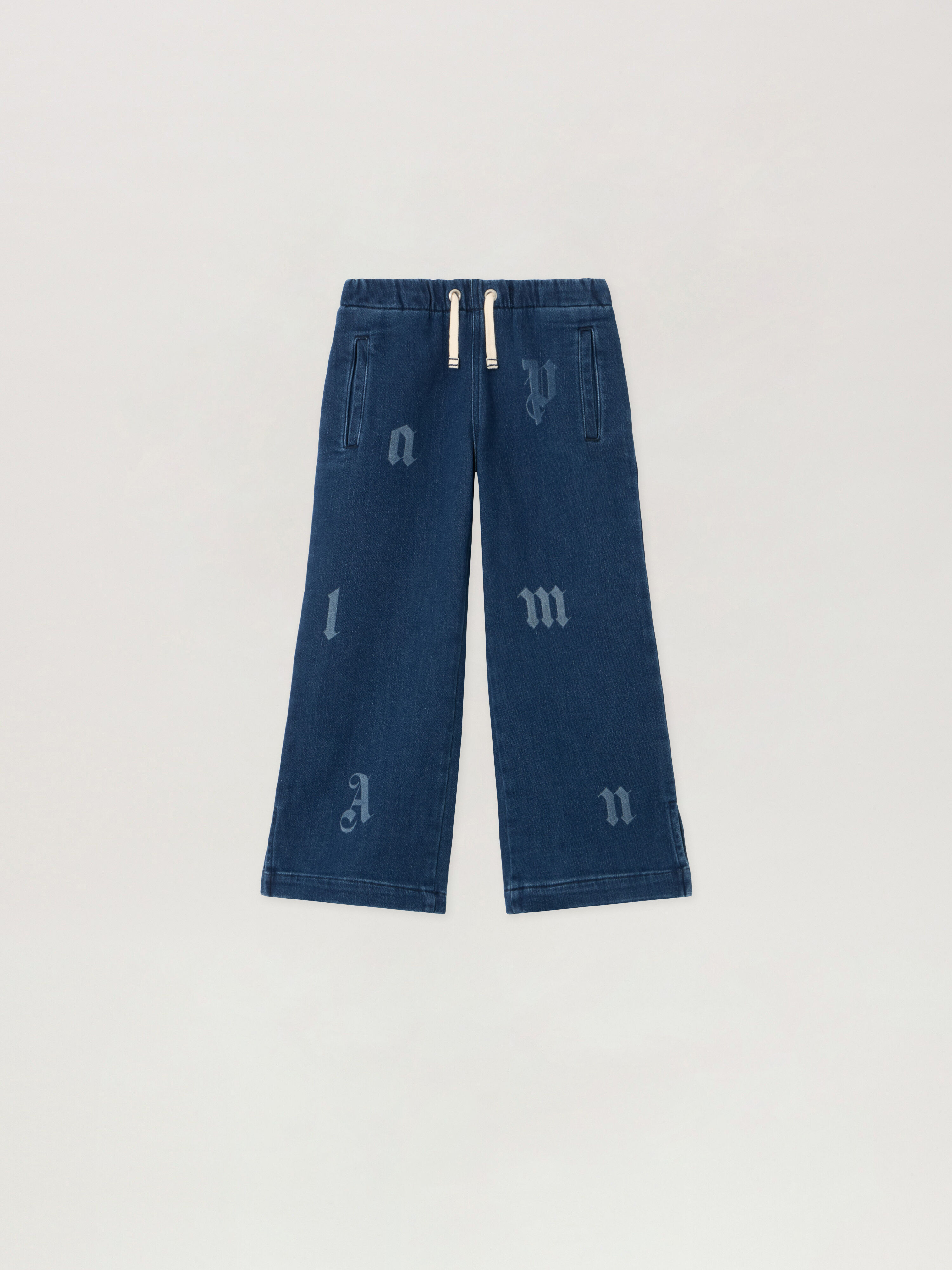 PALM ANGELS Pa Letters Washed Wide Pant MEDIUM BLUE - LIGHT BLUE PGCH009F25DEN001