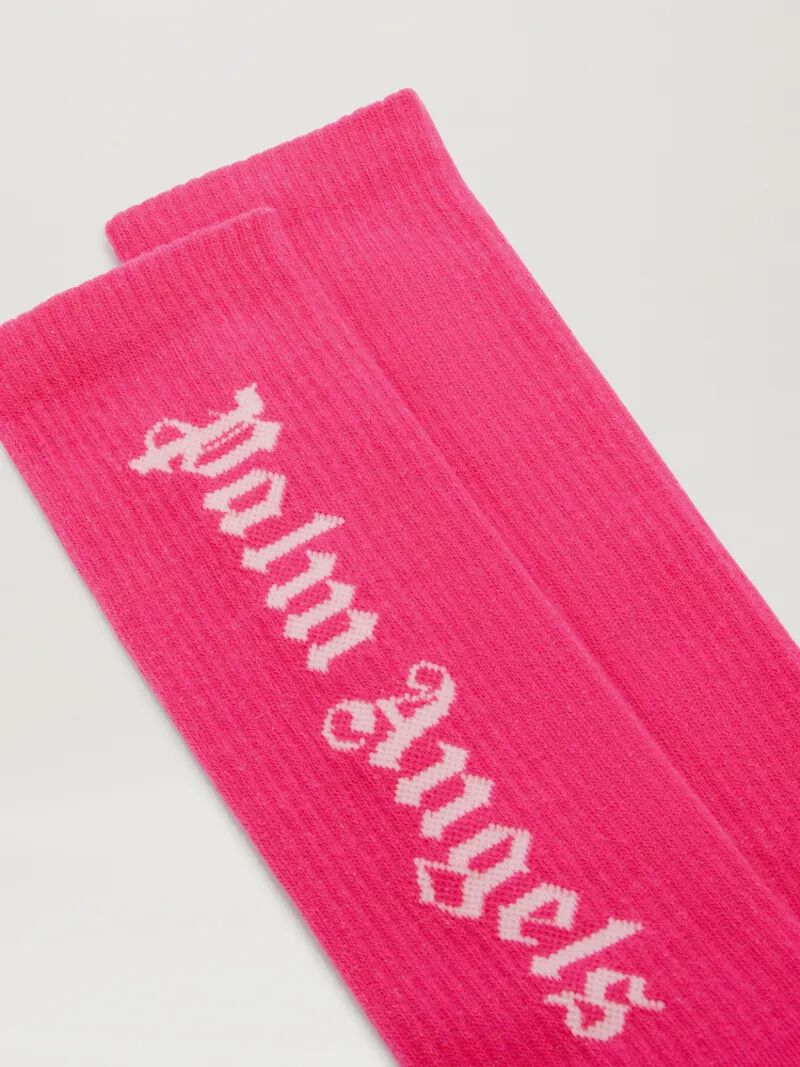PALM ANGELS  Jacquared Logo high socks FUCHSIA - SOFT PINK PWRA007S25FAB001