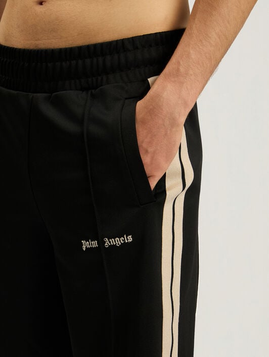 PALM ANGELS Classic Logo Track Shorts BLACK - OFF WHITE PAMCL01F26FB01