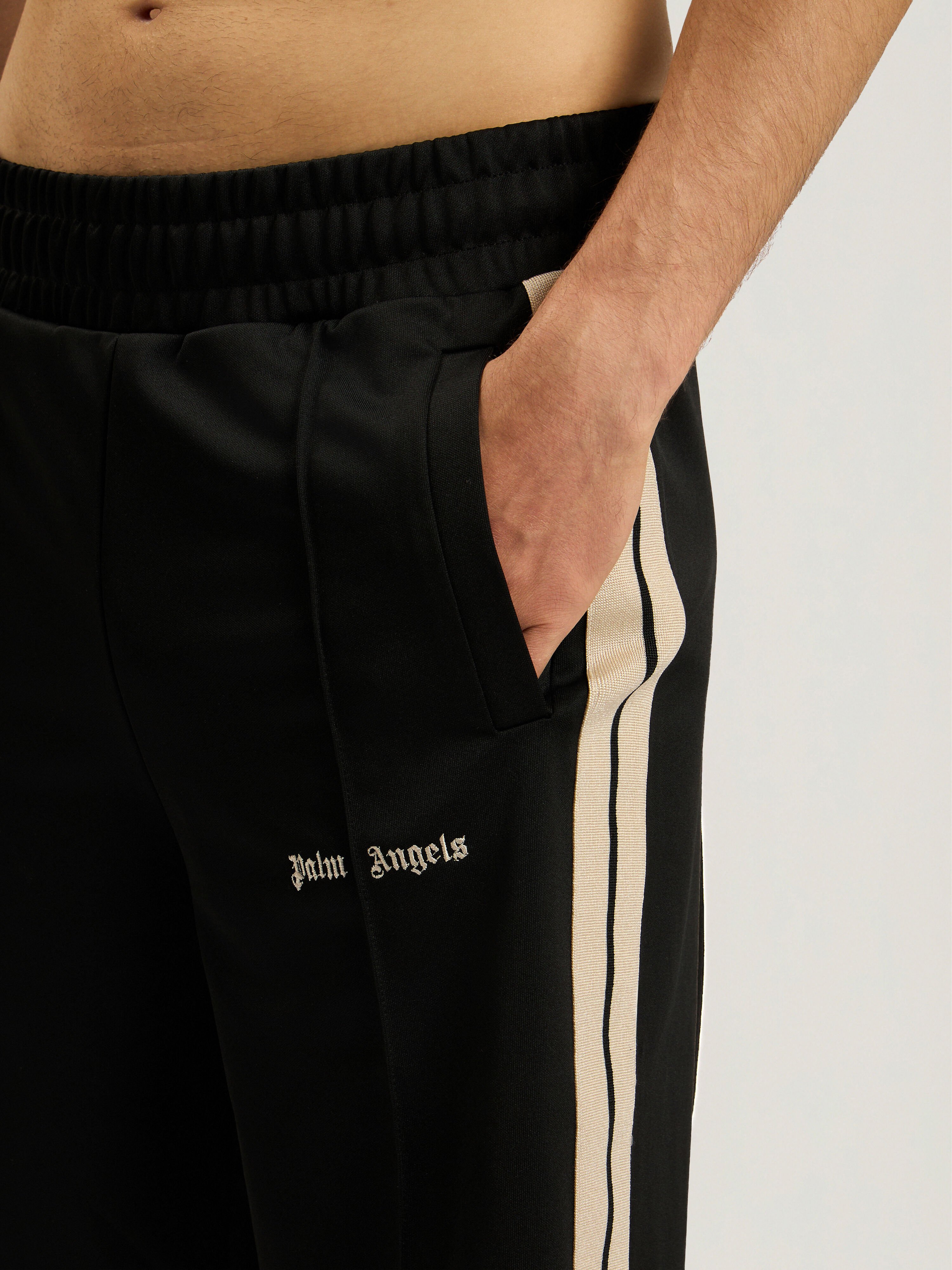 PALM ANGELS Classic Logo Track Shorts BLACK - OFF WHITE PAMCL01F26FB01