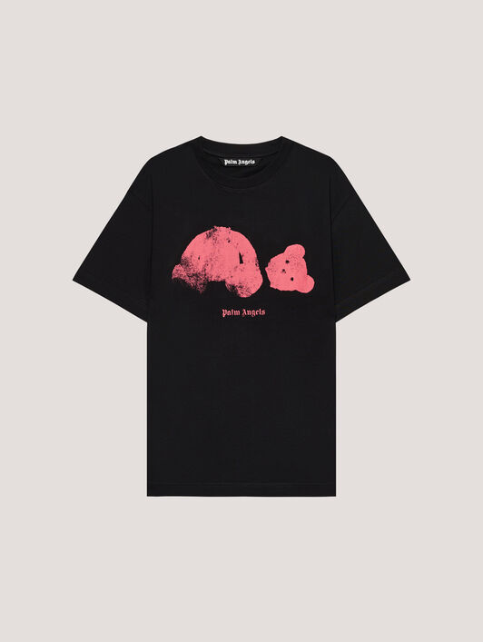 PALM ANGELS Spray Broken Bear T-Shirt Black/Pink PMAA109T26JER002