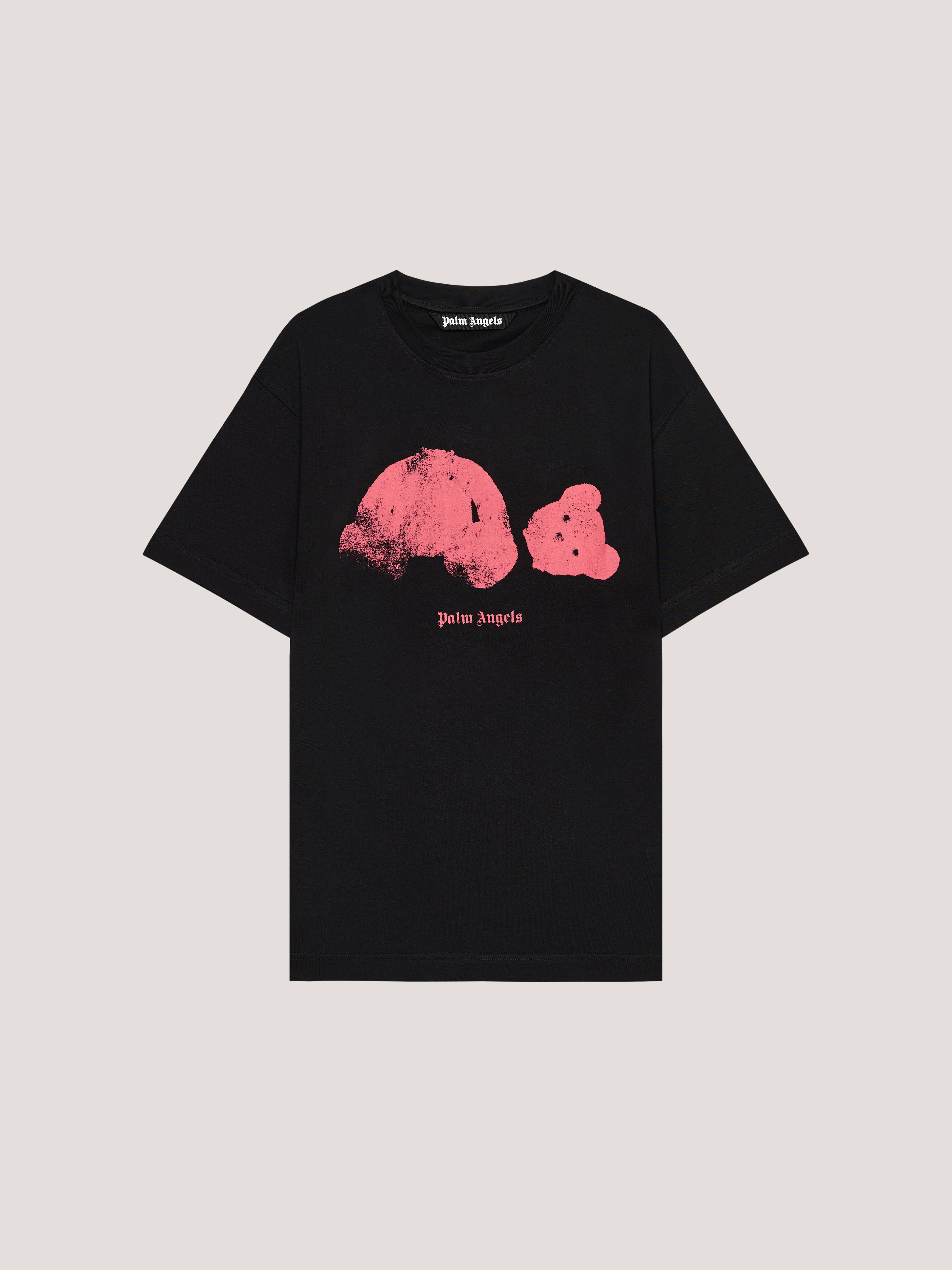 PALM ANGELS Spray Broken Bear T-Shirt Black/Pink PMAA109T26JER002