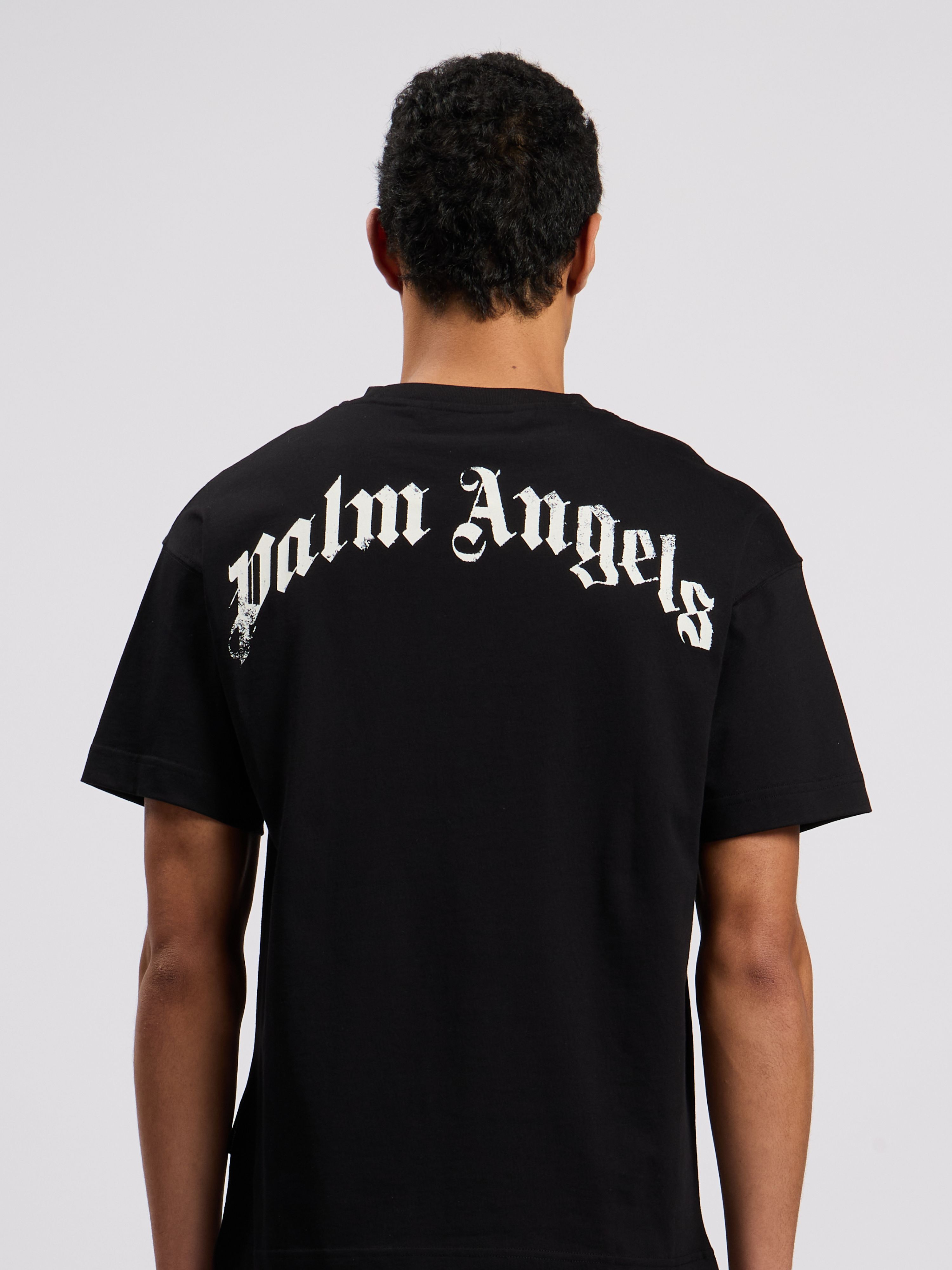 PALM ANGELS Spray Broken Bear T-Shirt Black/White PMAA109T26JER002