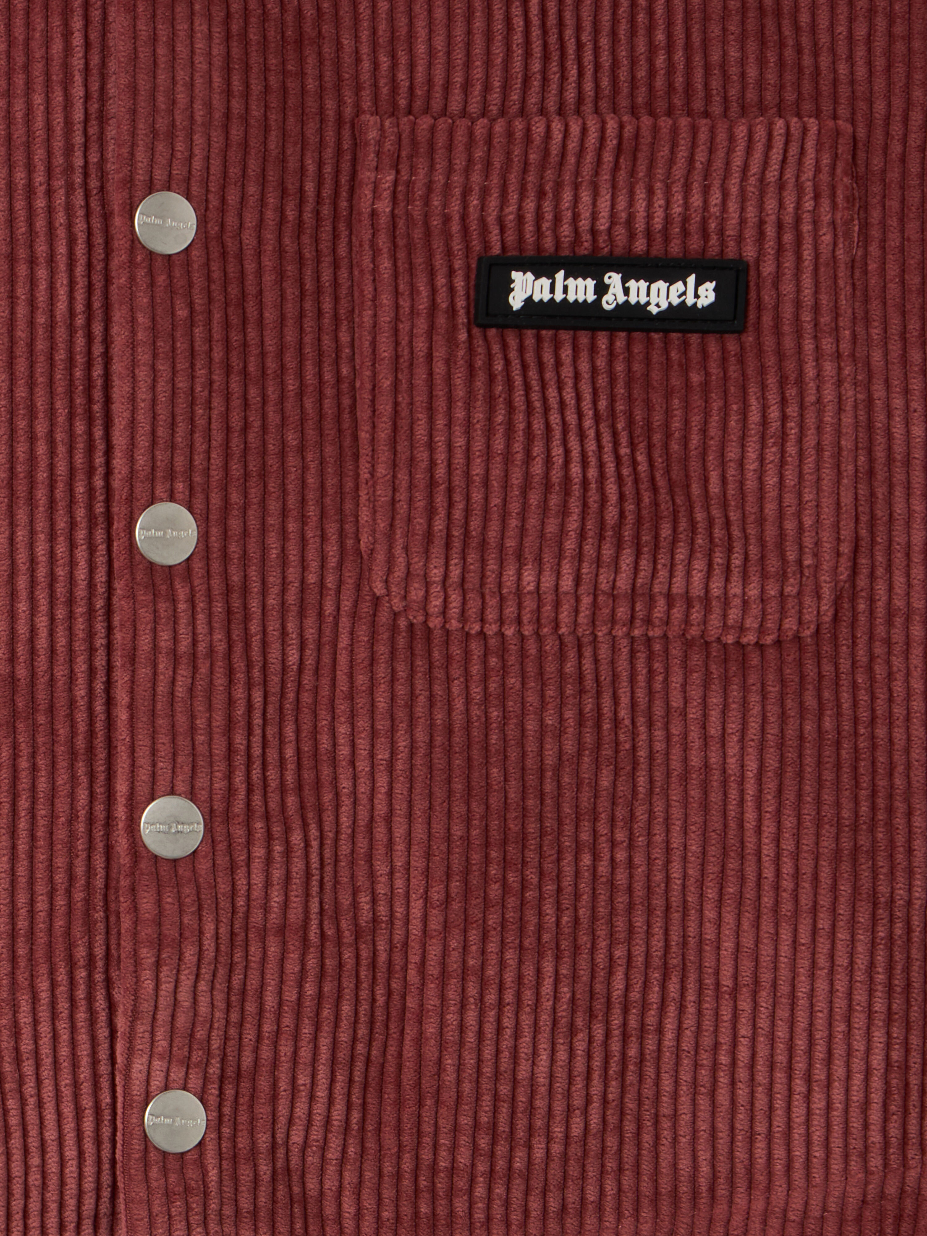PALM ANGELS Classic Logo Corduroy Crop ANTIQUE ROSE OFF WHITE PGES006F25FAB001