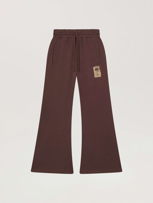 PALM ANGELS Brushed Palm Tree Sweatpants BROWN - KAKI PAWCH02W26FL03