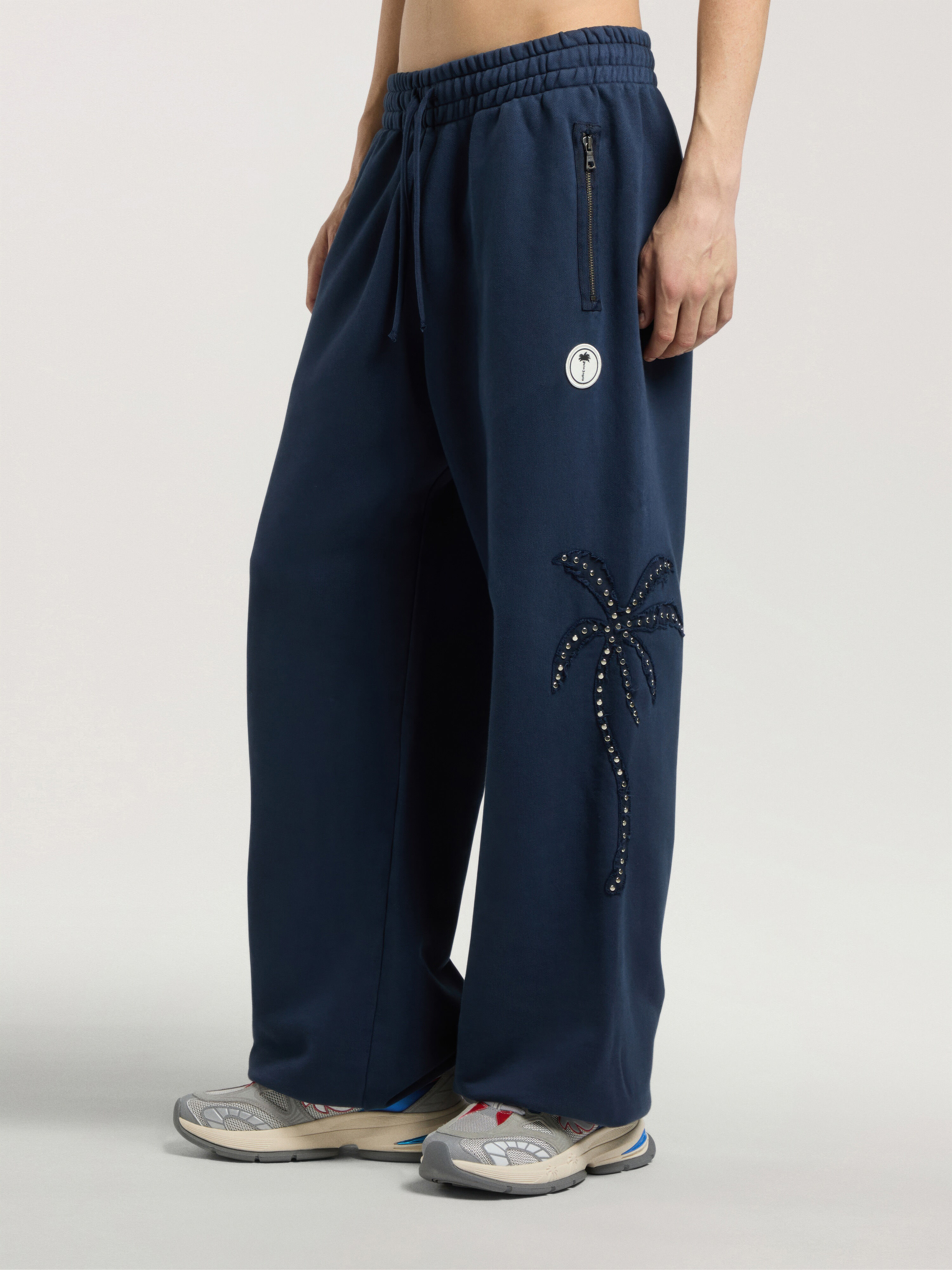 Palm Deco Sweatpants PALM ANGELS Palm Deco Sweatpants NAVY BLUE - OFF WHITE PAMCH04W26FL01