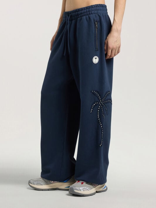 Palm Deco Sweatpants PALM ANGELS Palm Deco Sweatpants NAVY BLUE - OFF WHITE PAMCH04W26FL01