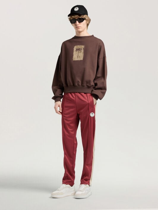 PALM ANGELS Palm Tree Track Pants BRICK RED - OFF WHITE PAMCJ02F26FB02