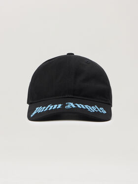 PALM ANGELS Gothic Logo Baseball Cap BLACK - LIGHT BLUE PBLB002F25FAB001