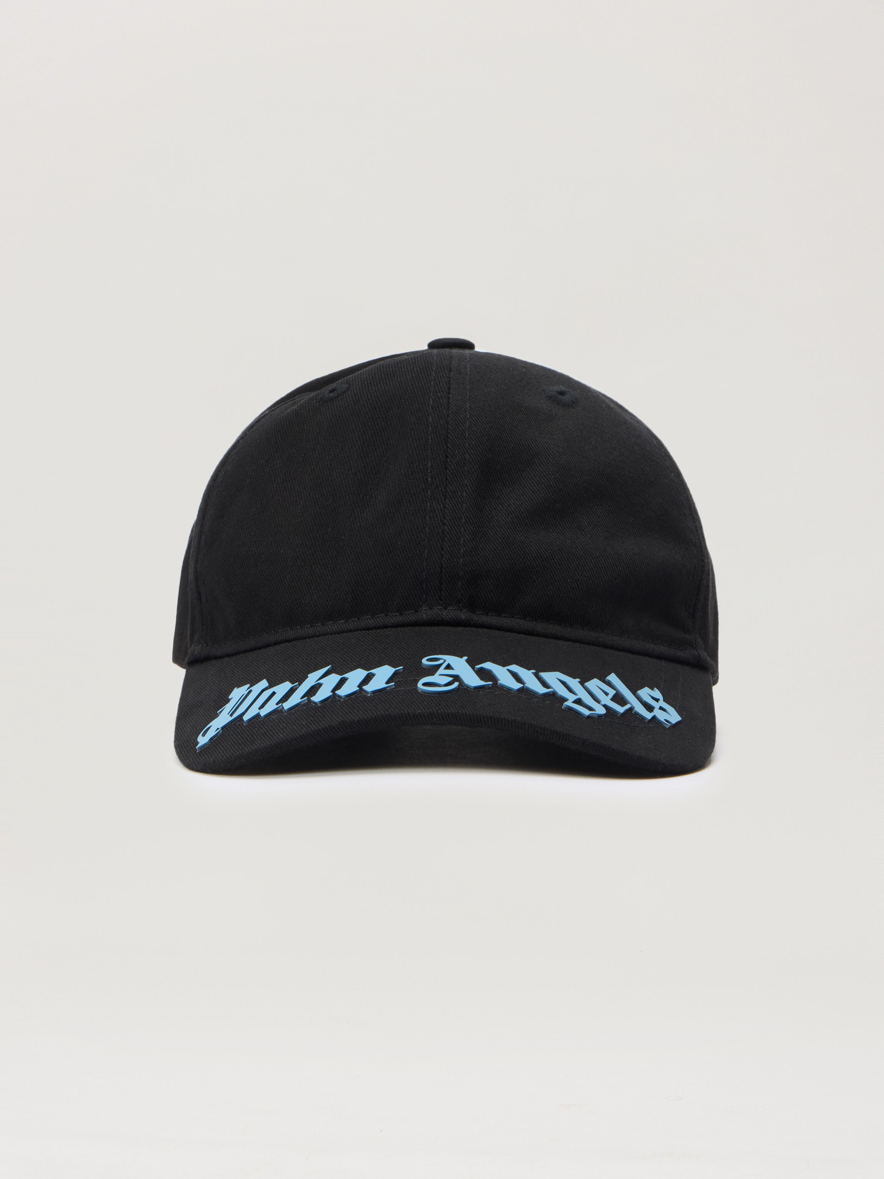 PALM ANGELS Gothic Logo Baseball Cap BLACK - LIGHT BLUE PBLB002F25FAB001