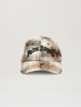PALM ANGELS  Curved Lofo Check Baseball Cap BROWN - DARK BROWN PWJA035S25LEA001