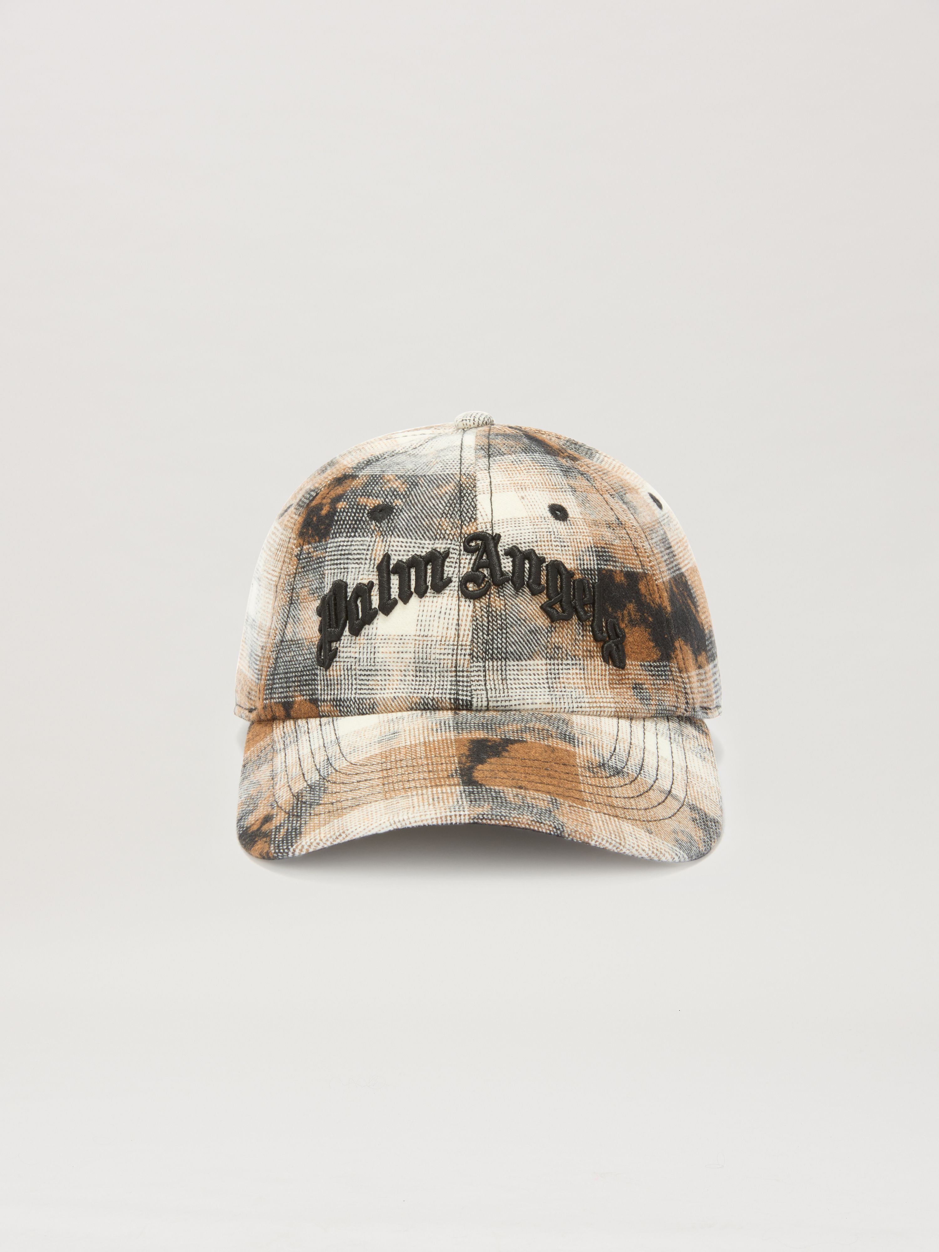 PALM ANGELS  Curved Lofo Check Baseball Cap GREY - BLACK PMLB104S25FAB002