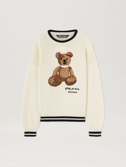 PALM ANGELS  Bear in Mind Sweater OFF WHITE - BROWN PMHE007S25KNI001