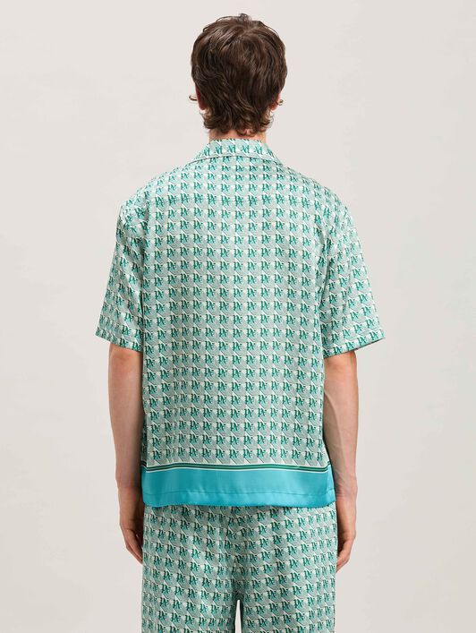 PALM ANGELS  PA Diamond short sleeves shirt GREEN - IVORY PMGG005S25FAB001