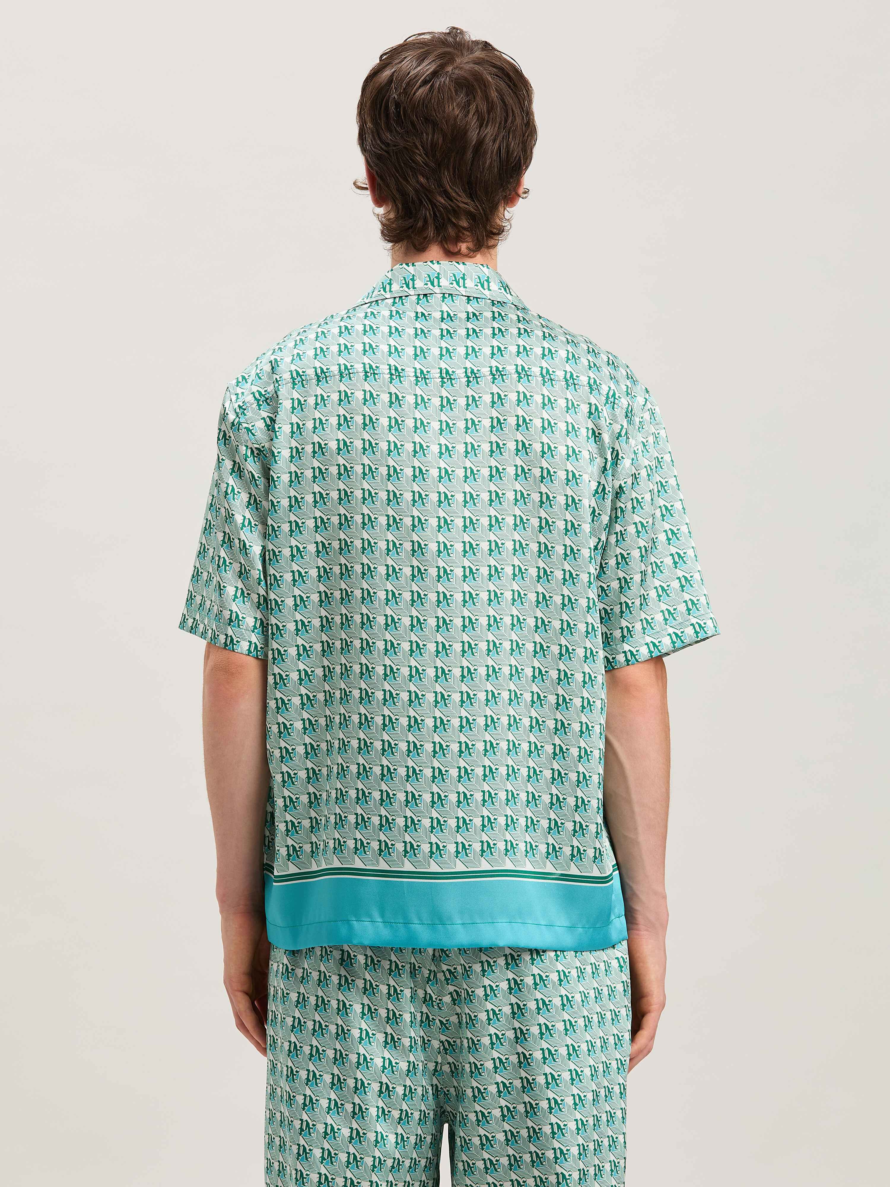 PALM ANGELS  PA Diamond short sleeves shirt GREEN - IVORY PMGG005S25FAB001