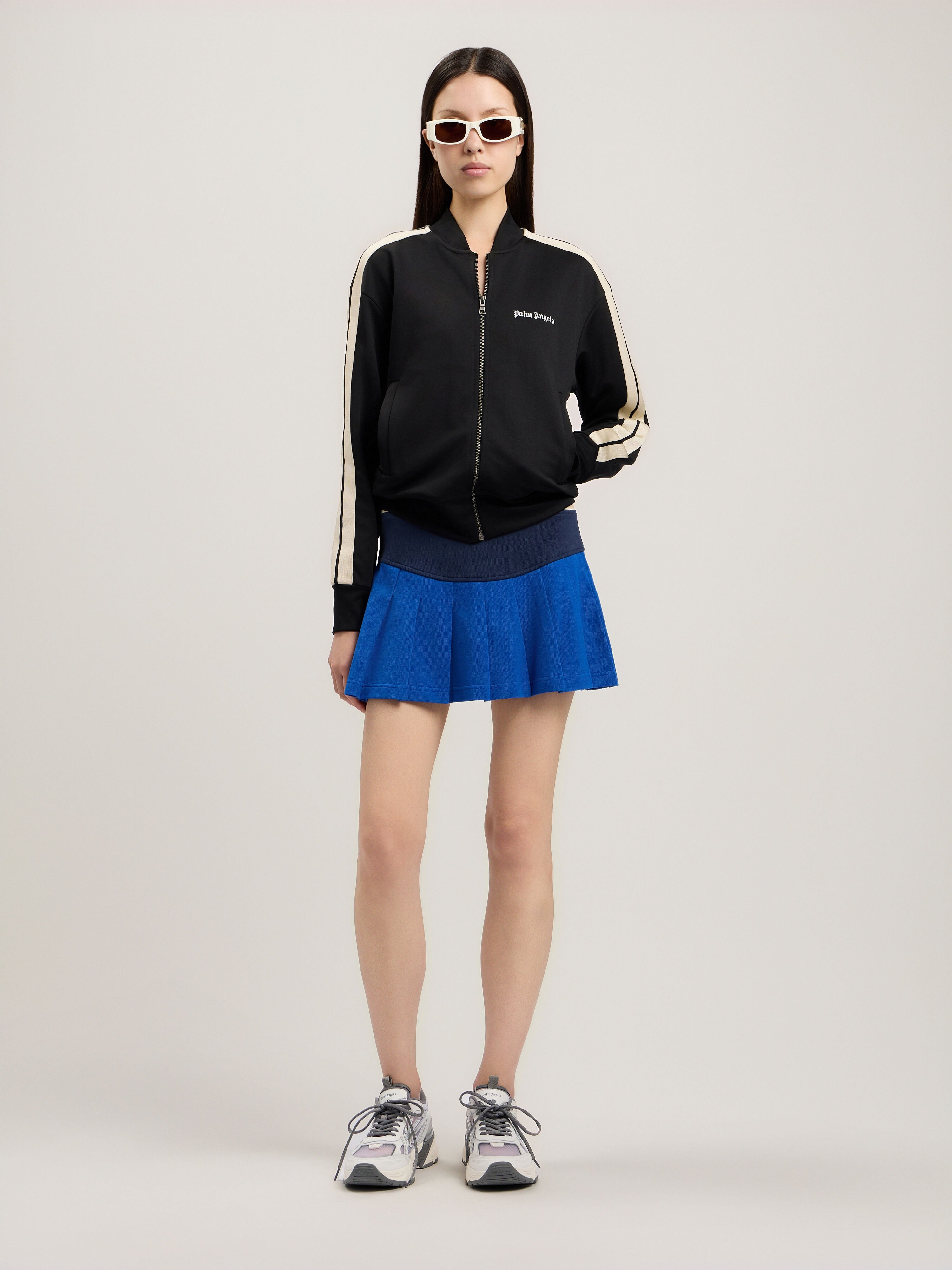 PALM ANGELS Classic Logo Track Bomber Jacket BLACK OFF WHITE PWBD050S26FAB001