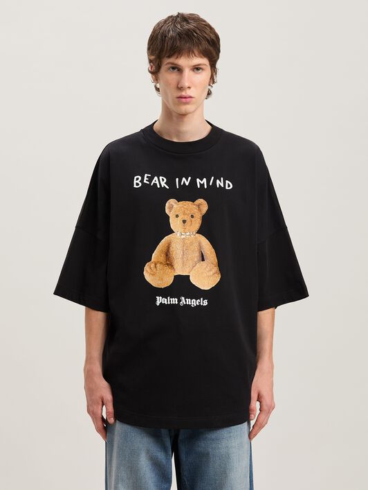 PALM ANGELS  Bear in Mind Over T-shirt BLACK - BROWN PMAA002S25JER002