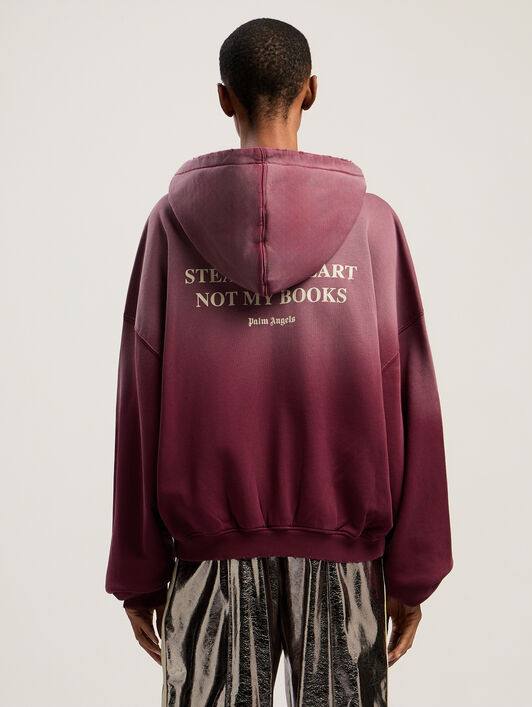 PALM ANGELS Book Club Zip Crop Hoody BURGUNDY - IVORY PWBE014F25FLE002