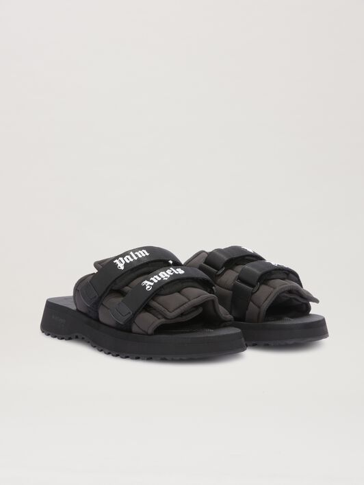 PALM ANGELS  Moto-P Pantoletten Palm Angels x Suicoke BLACK - BLACK PMIH015S25FAB001