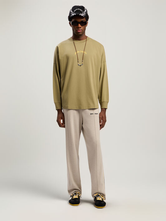 Classic Logo Knit Track Pants PALM ANGELS Classic Logo Knit Track Pants LIGHT BEIGE - BLACK PMHG023F25KNI001