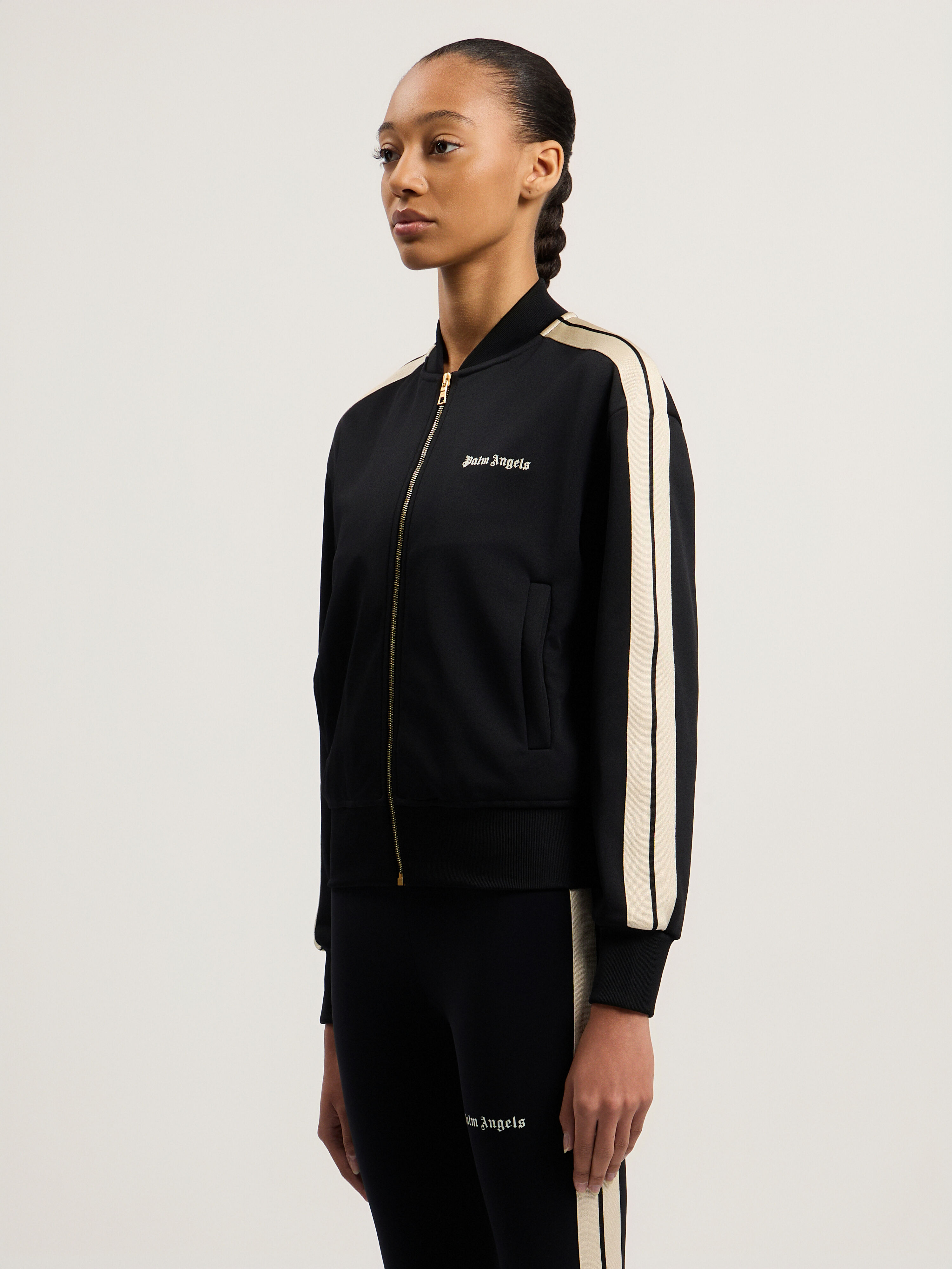 PALM ANGELS Classic Logo Track Bomber Jkt BLACK OFF WHITE PWBD050C99FAB001