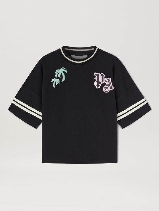 PALM ANGELS  Team Palm T-shirt BLACK BUTTER PGAA001S25JER001