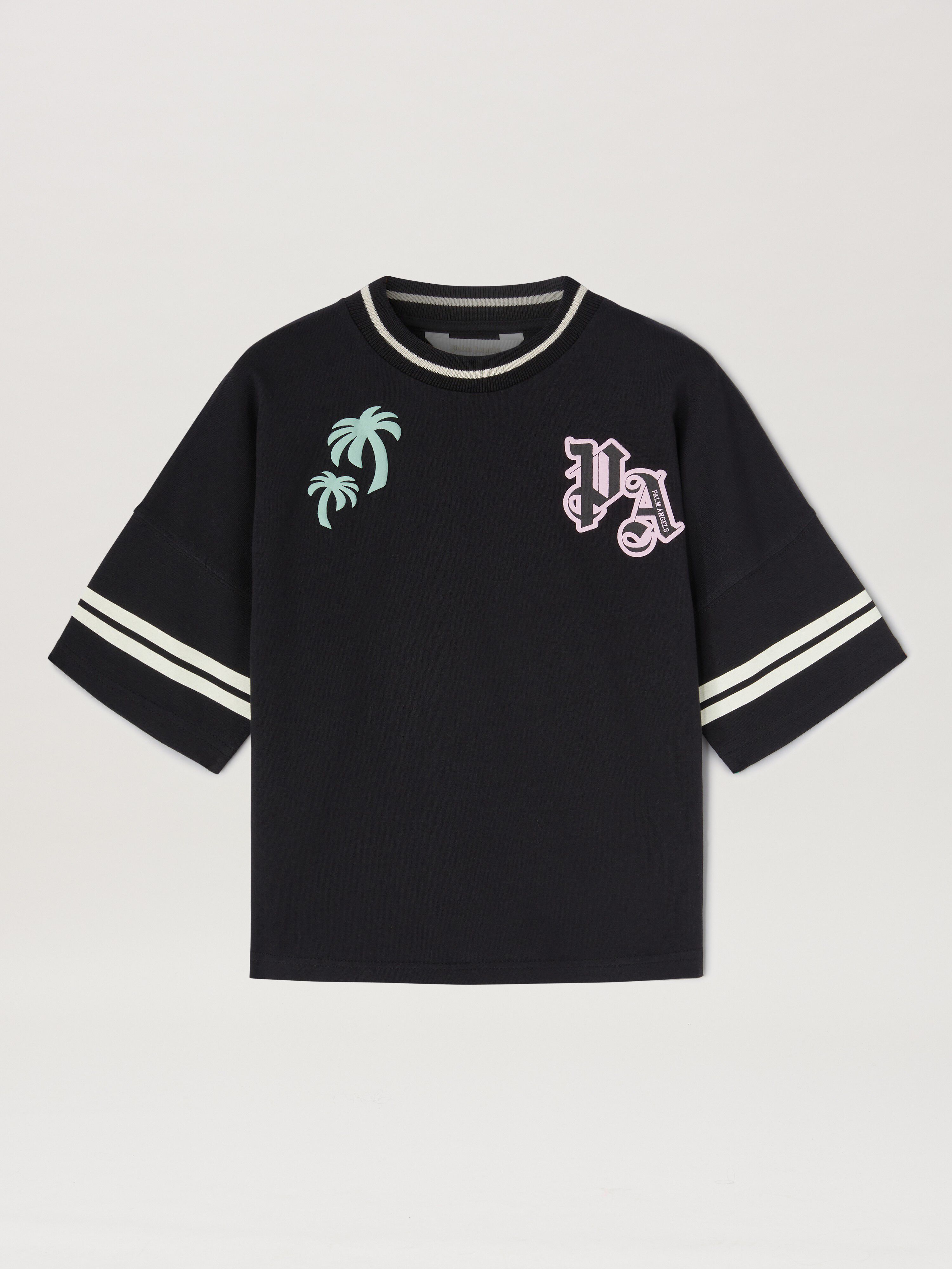 PALM ANGELS  Team Palm T-shirt BLACK BUTTER PGAA001S25JER001