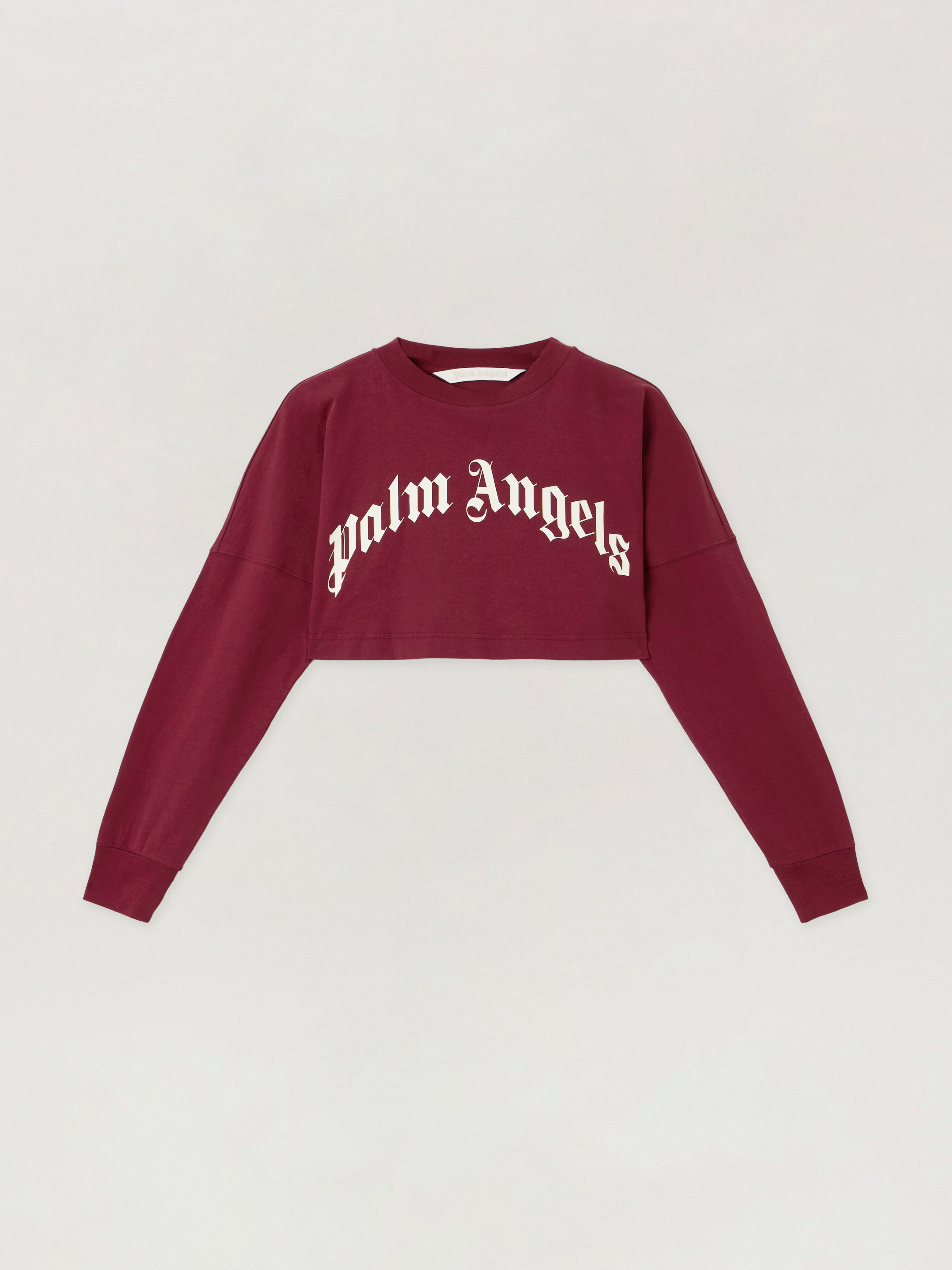 Curved Logo Crop Top PALM ANGELS Curved Logo Crop Top BURGUNDY - OFF WHITE PWAB023F25JER002