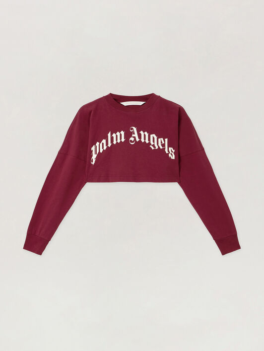 Curved Logo Crop Top PALM ANGELS Curved Logo Crop Top BURGUNDY - OFF WHITE PWAB023F25JER002