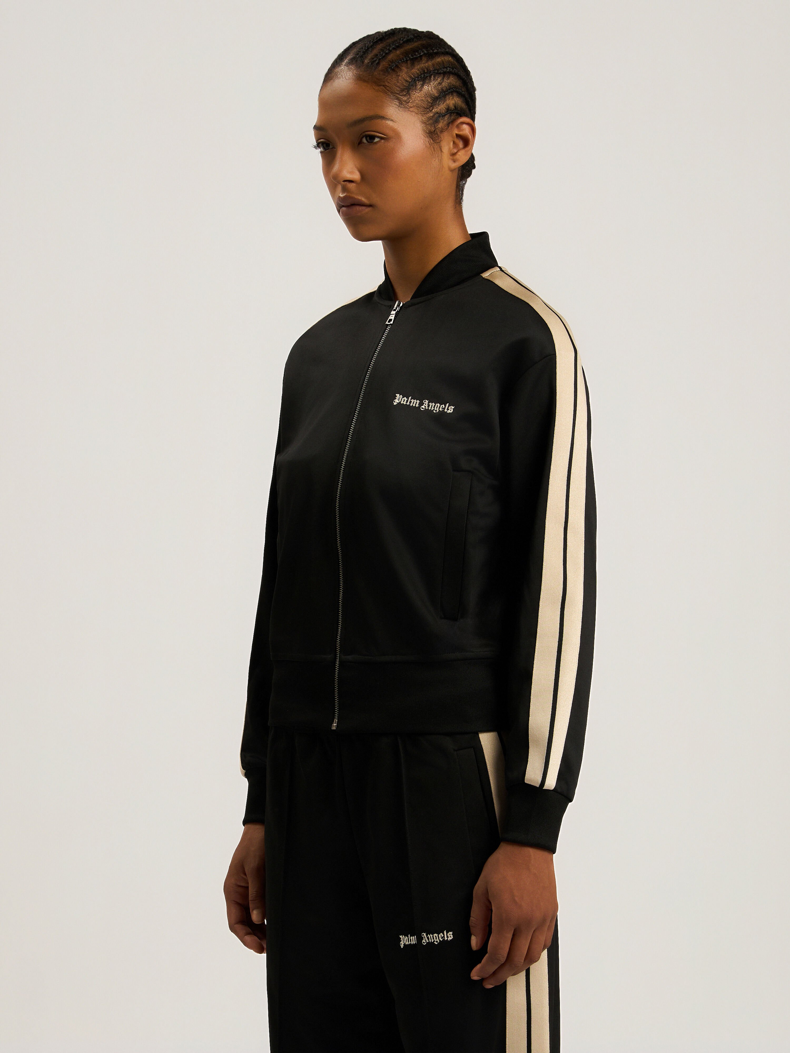 Classic Logo Track Bomber Jacket PALM ANGELS Classic Logo Track Bomber Jacket BLACK - OFF WHITE PAWBD01F26FB01
