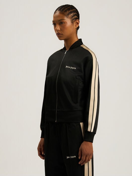 Classic Logo Track Bomber Jacket PALM ANGELS Classic Logo Track Bomber Jacket BLACK - OFF WHITE PAWBD01F26FB01