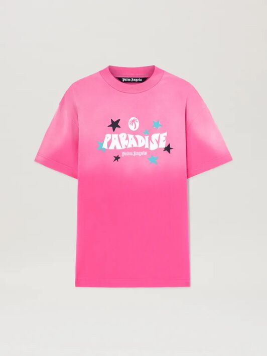 PALM ANGELS  Paradise T-Shirt FUCHSIA - OFF WHITE PMAA001S25JER001