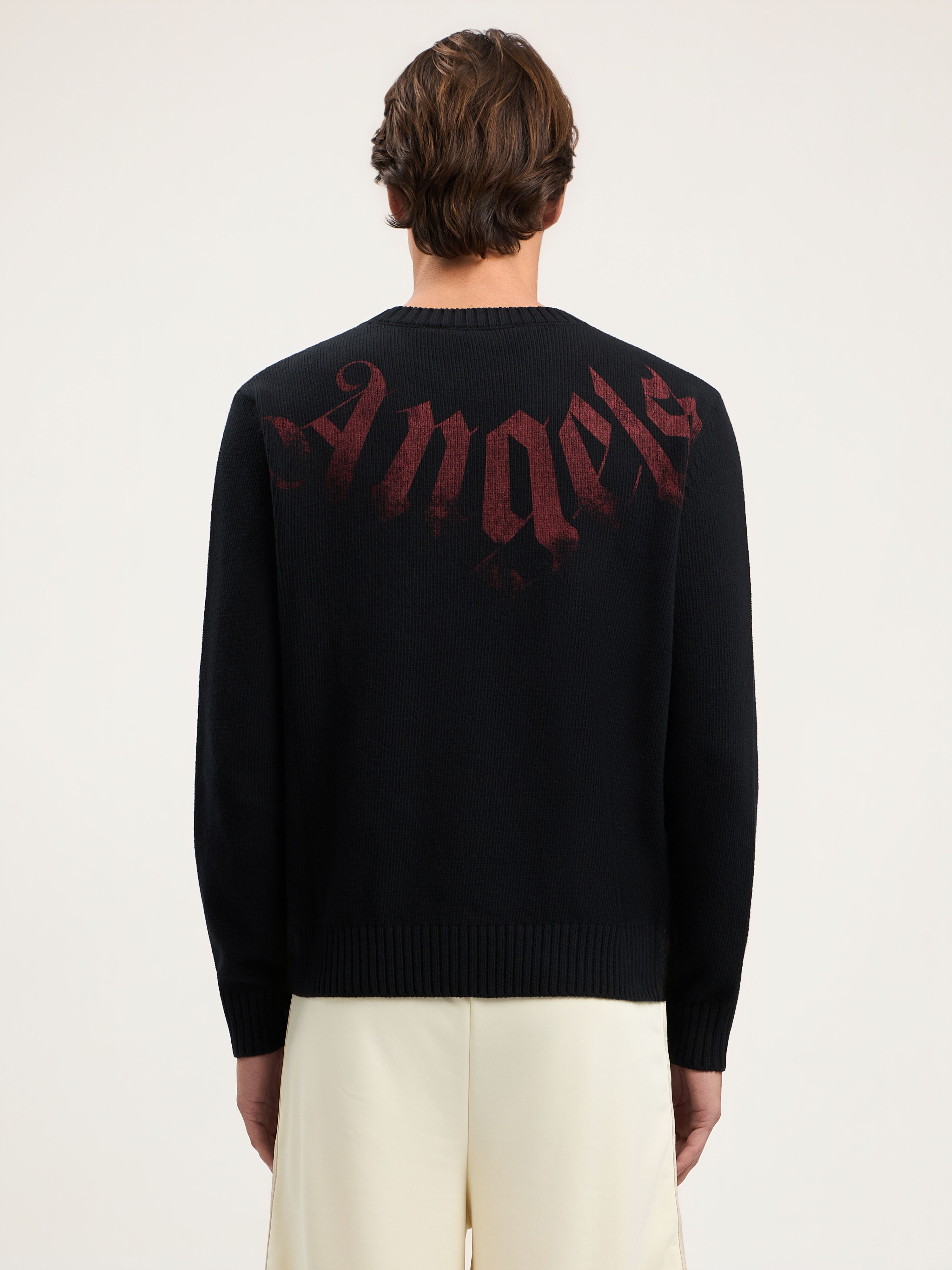 Big Neck Logo Sweater PALM ANGELS Big Neck Logo Sweater BLACK BURGUNDY PMHE08CS26KNI001