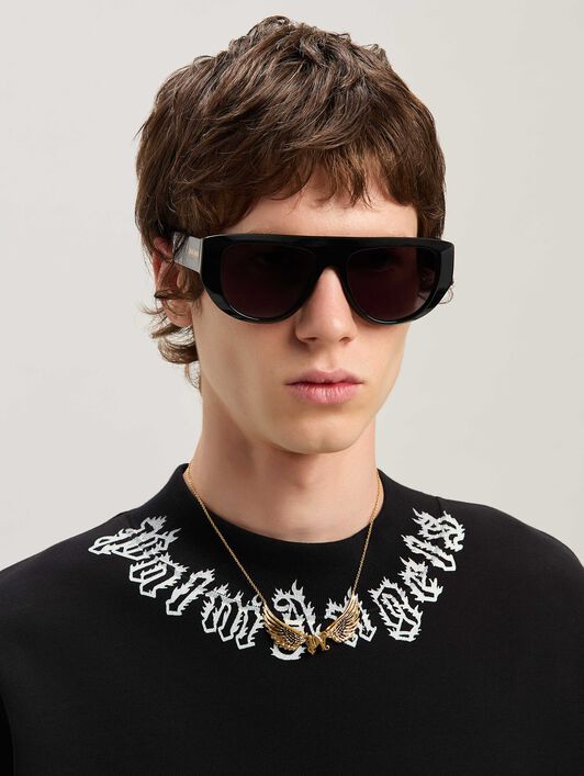 PALM ANGELS  Flame logo Sweatshirt NERO - OFF WHITE PMBA026S25FLE002