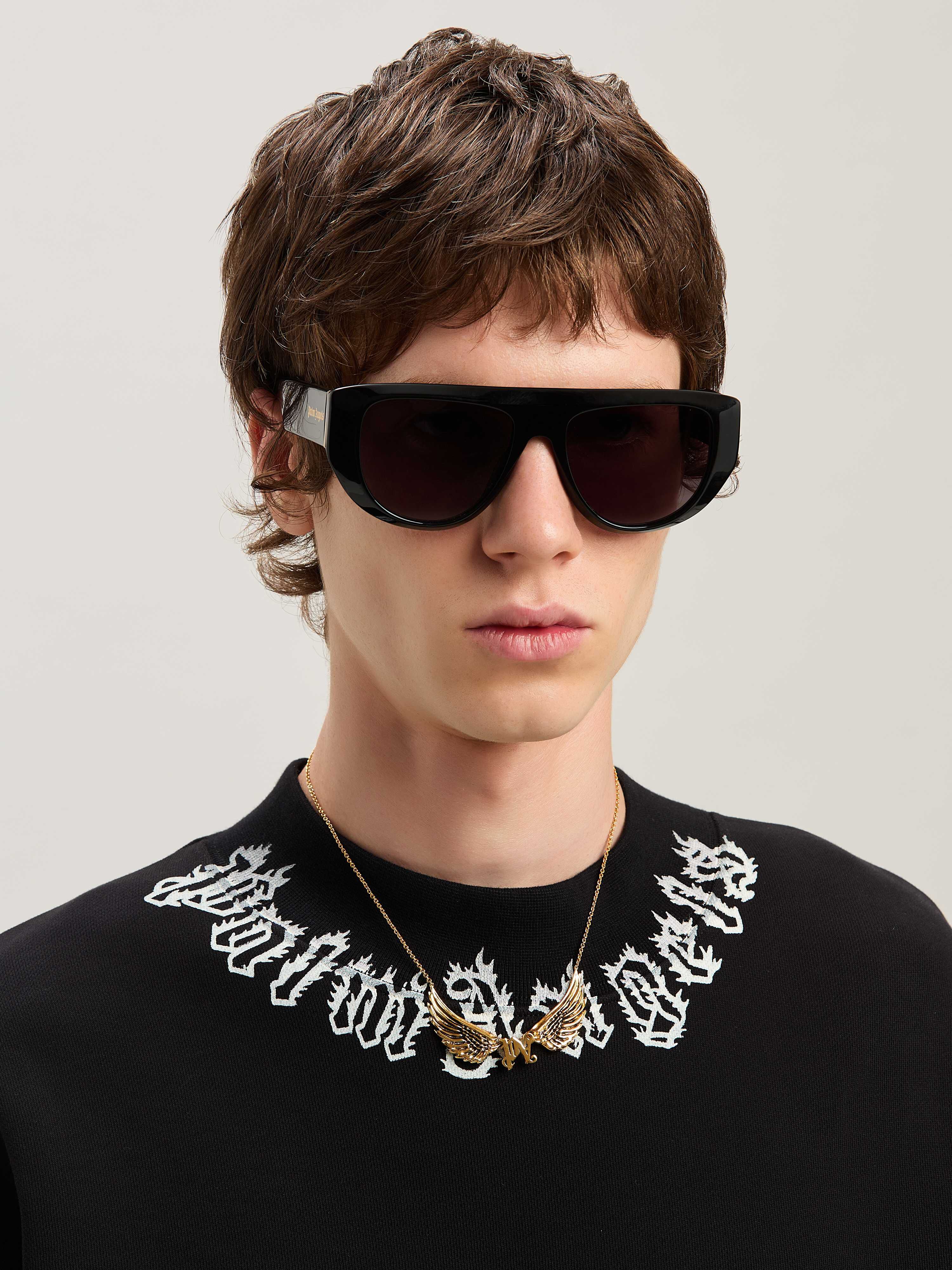 PALM ANGELS  Flame logo Sweatshirt NERO - OFF WHITE PMBA026S25FLE002
