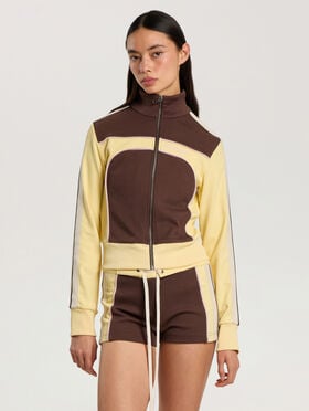 PALM ANGELS Colorblock Track Jacket BROWN - LIGHT YELLOW PAWBD03F26FB01