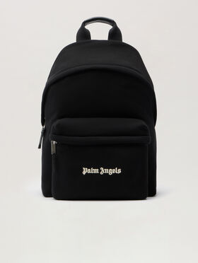 PALM ANGELS Classic Logo Backpack BLACK - OFF WHITE PMNB024F25FLE001