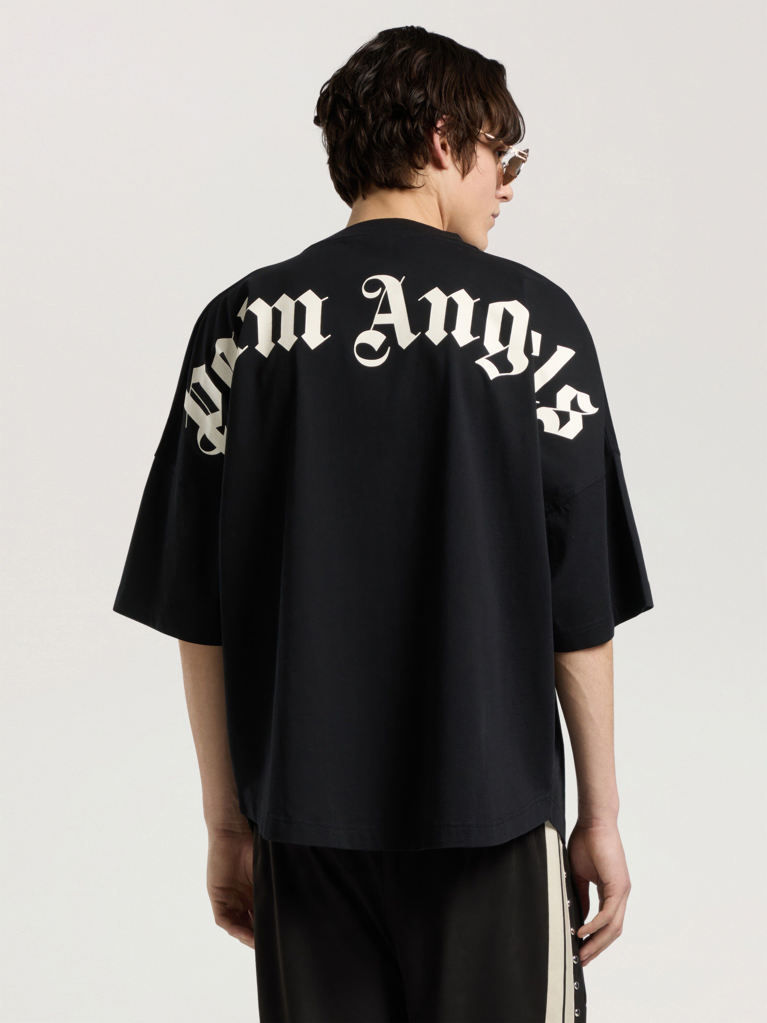 PALM ANGELS Classic Logo Oversized T-Shirt BLACK - OFF WHITE PAMAA05F26JR02