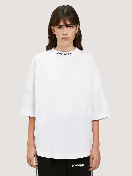 PALM ANGELS  CLASSIC LOGO OVER TEE WHITE BLACK PWAA023C99JER002