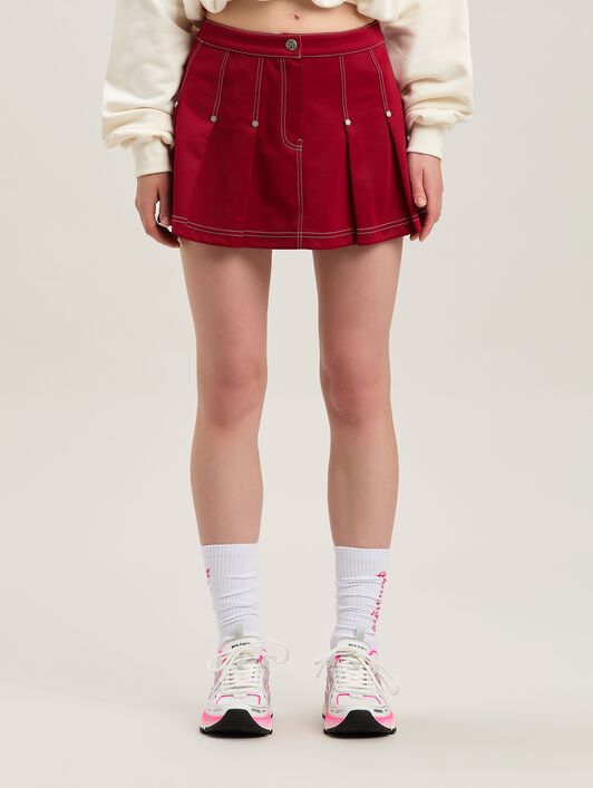 PALM ANGELS  Pleated Mini Skirt RED - RED PWCC085S25FAB001