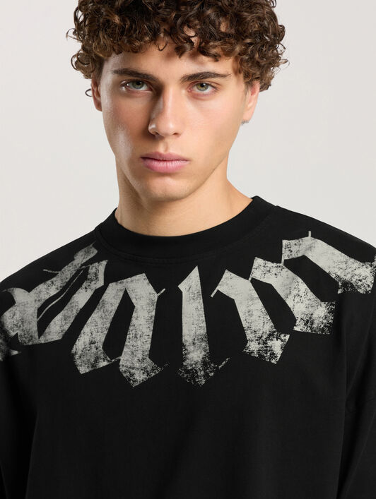 PALM ANGELS T-Shirt Con Logo Big Neck BLACK - OFF WHITE PAMAA03F26JR01