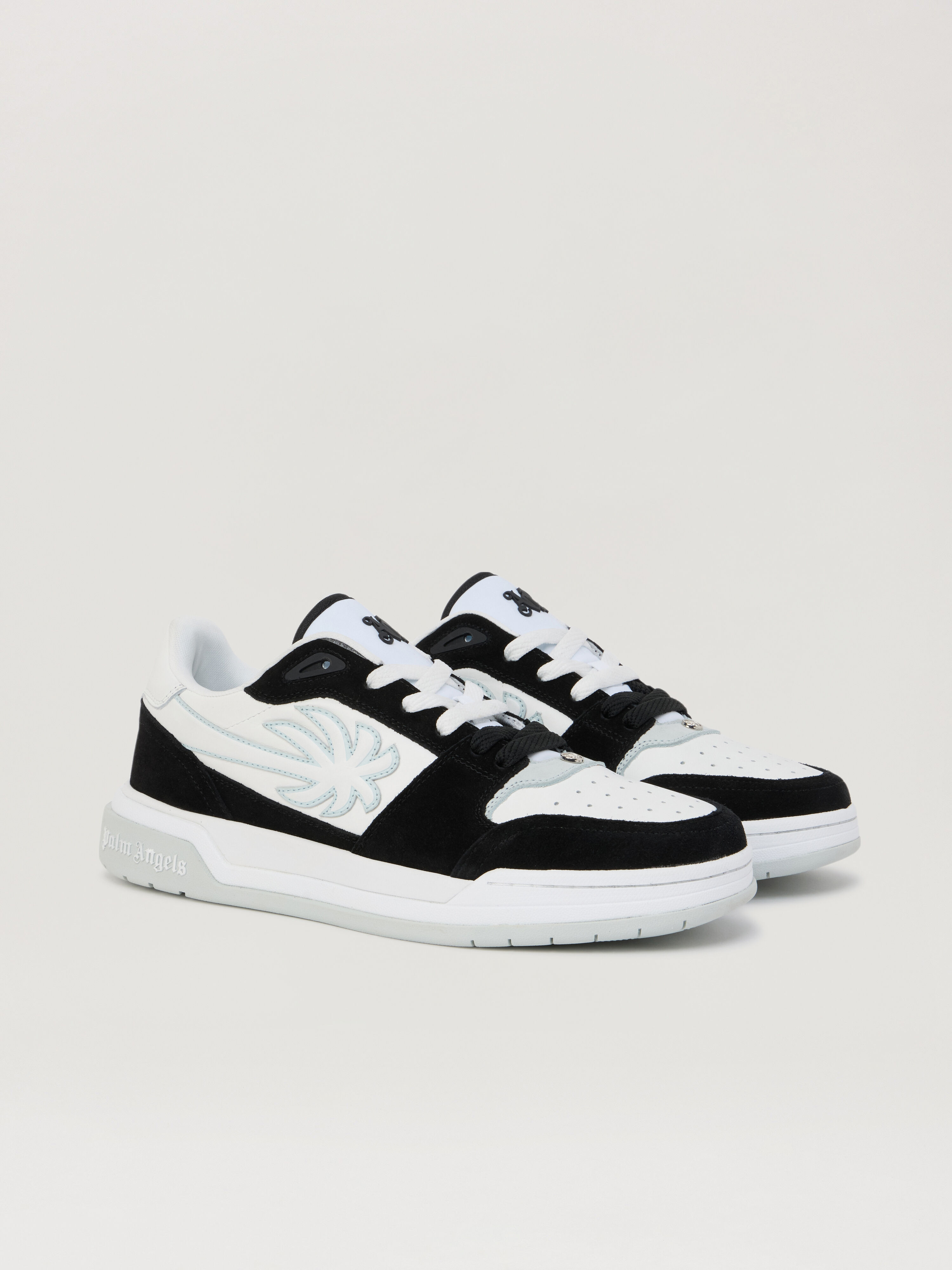 PALM ANGELS Palm Basketball Lea Sneakers BLACK LIGHT GREY PMIA10WS26LEA001