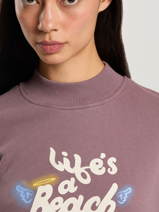 Life's A Beach Cropped Sweatshirt PALM ANGELS Life's A Beach Cropped Sweatshirt MAUVE - ROSE PINK PAWBA04F26FL01