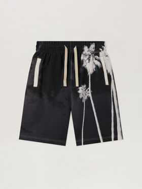 PALM ANGELS Decoding Palm Culture Sweatshort OFF WHITE - BLACK PMCI019F25FLE002