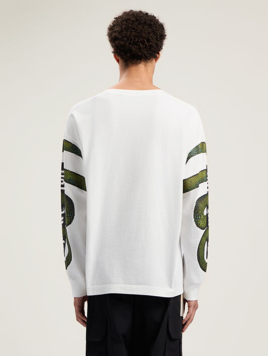 PALM ANGELS Snake Box Logo Long Sleeve T-Shirt OFF WHITE - GREEN PMAB058F25JER002