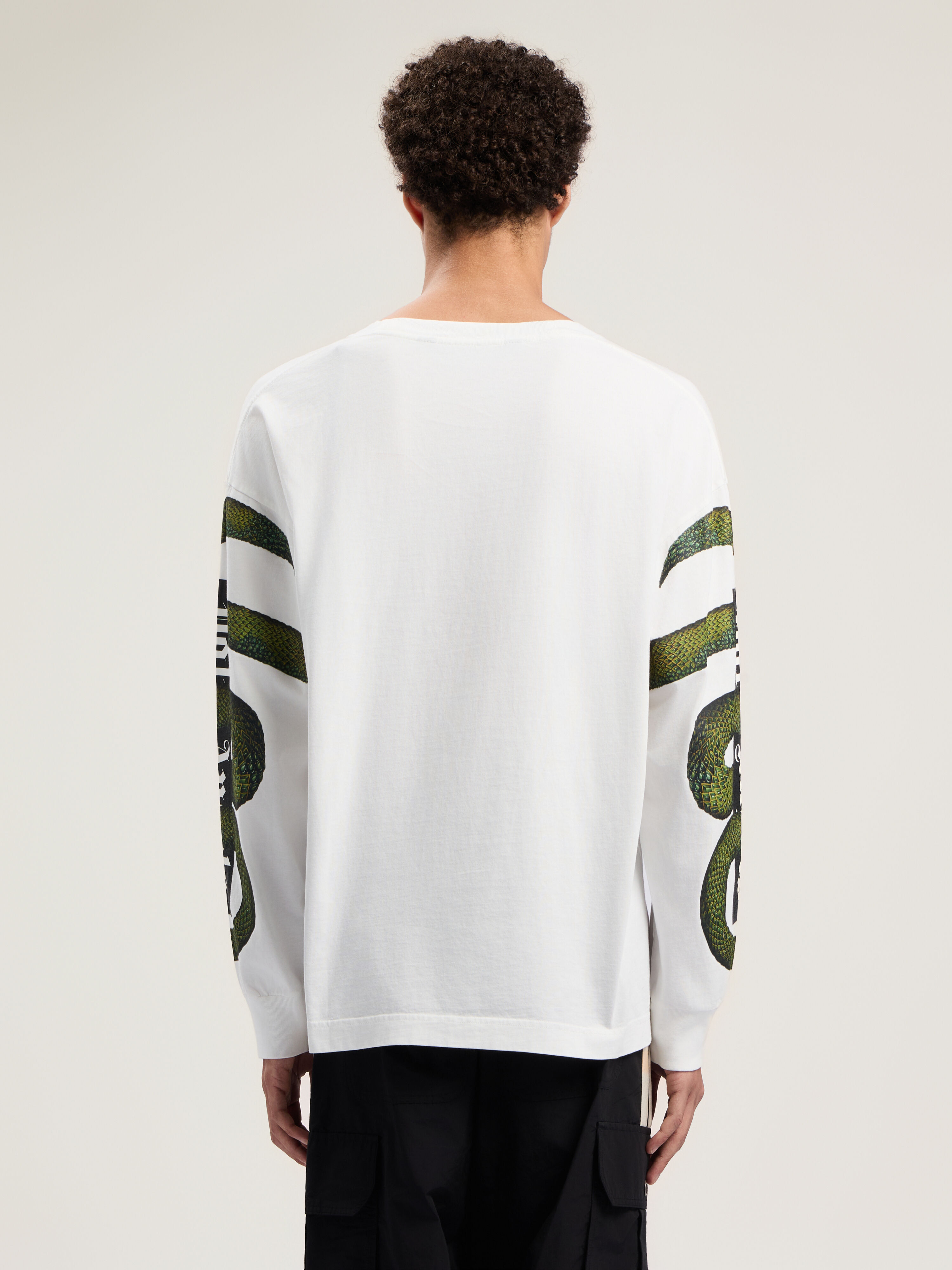 PALM ANGELS Snake Box Logo Long Sleeve T-Shirt OFF WHITE - GREEN PMAB058F25JER002