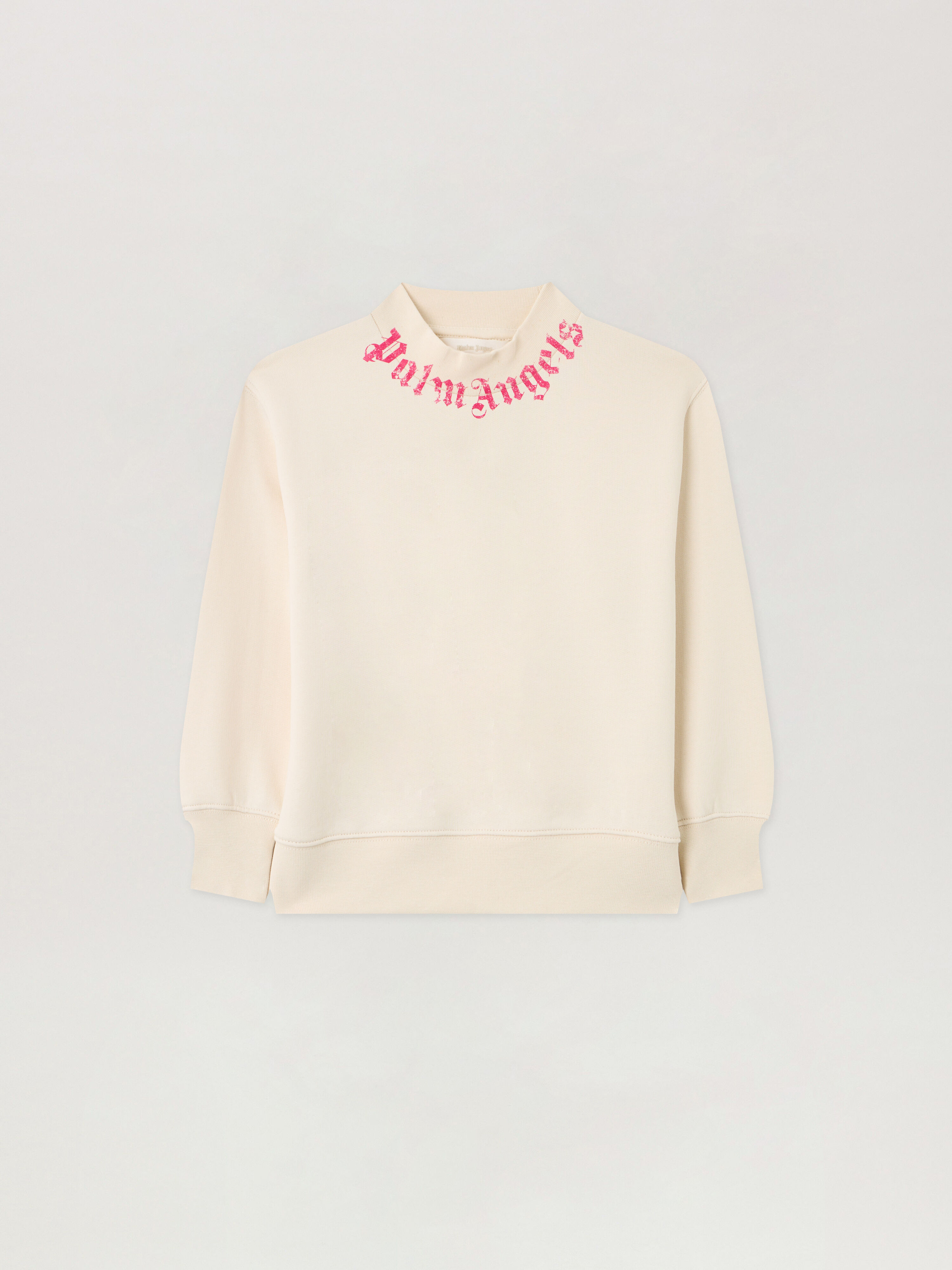 PALM ANGELS Neck Logo Brushed Crew OFF WHITE PGBA013S26FLE004