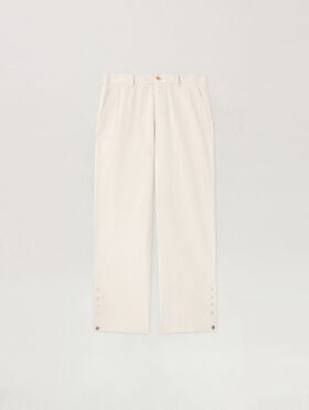 PALM ANGELS Palm Tree Loose Trousers OFF WHITE - SILVER PAMCA03F26FB01