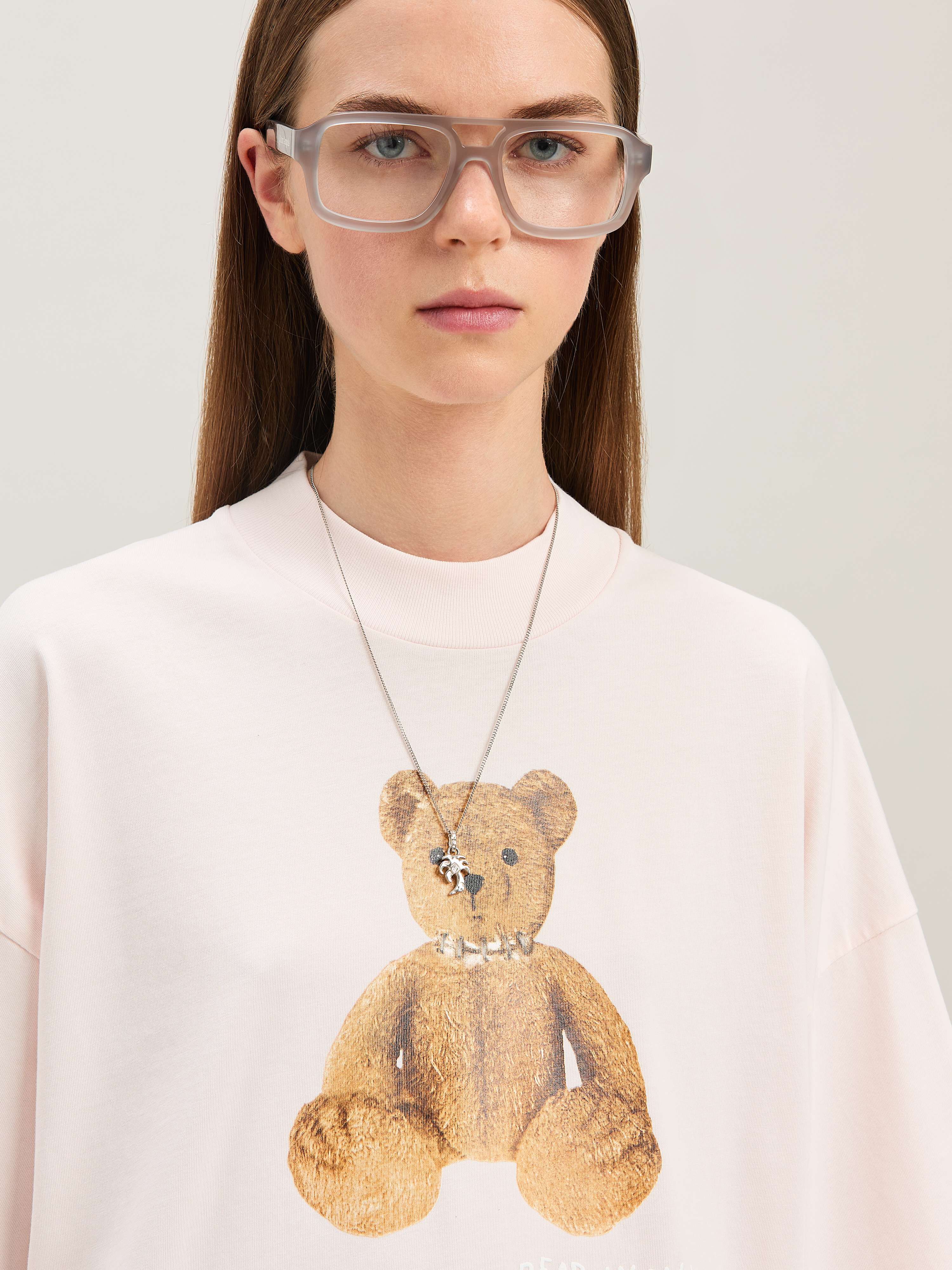 PALM ANGELS  Bear in Mind loose T-shirt SOFT PINK - BROWN PWAA017S25JER004